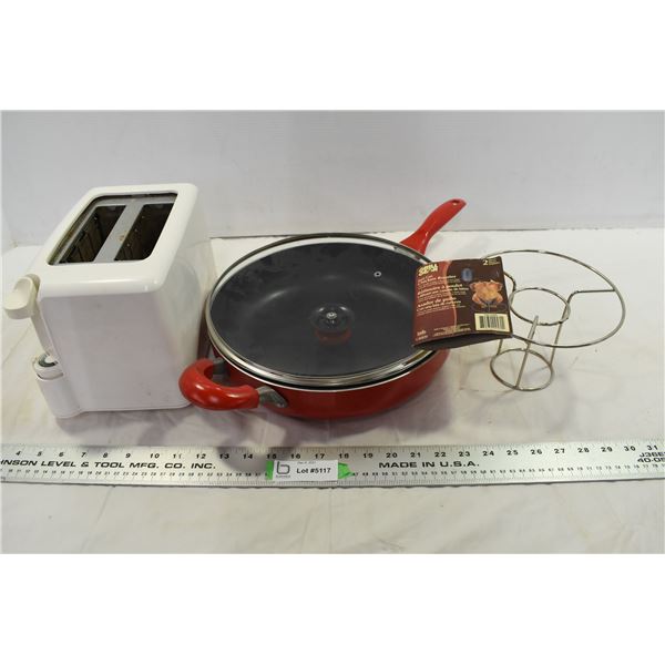 Non-Stick Pan, Toaster & Beer Can Chicken Holder