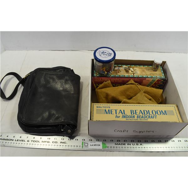 Leather Purse & Bead Loom &  Beading Supplies