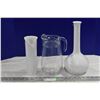 Image 1 : 2 White Vases & 1 Glass Pitcher