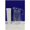 Image 3 : 2 White Vases & 1 Glass Pitcher