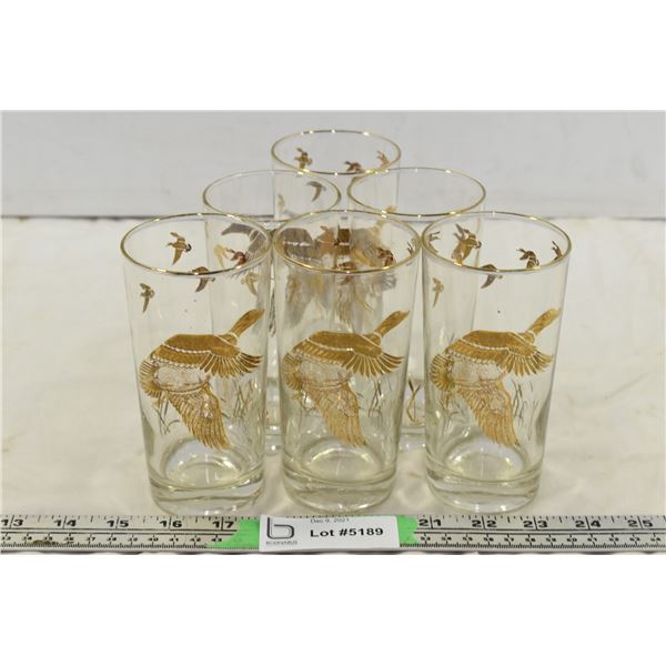 Set (6) Cups w/ Gold Mallards - vintage