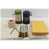 Image 1 : 3 Thermos’, Solid Wood Table Stand, Fondue Forks