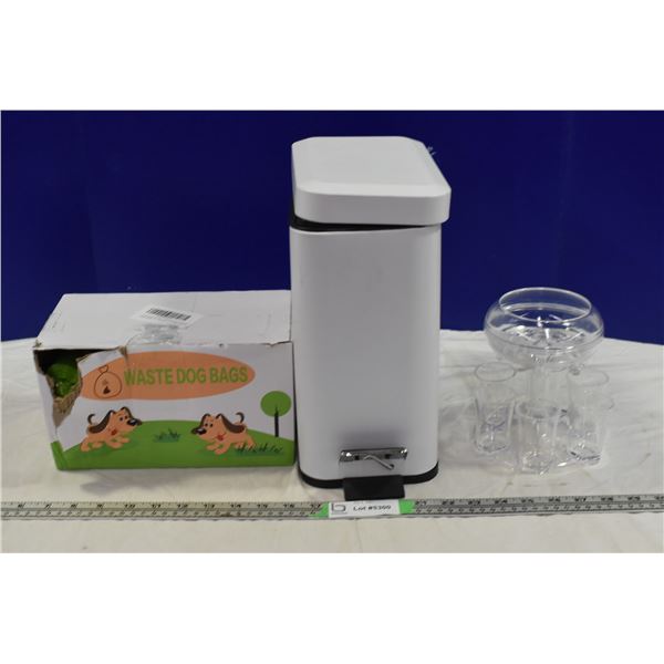 Bathroom Garbage Bin, Shot Dispenser & Holder & Doggy Poo Bags