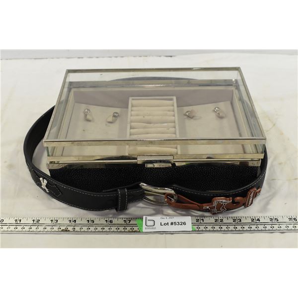 Glass Top Jewellery Box, Leather Belt