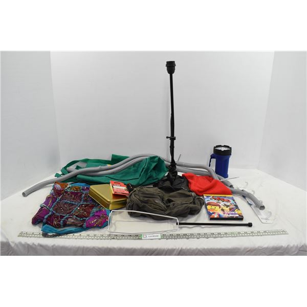 Lamp, Lego movie, flashlight, cable guide pieces, misc