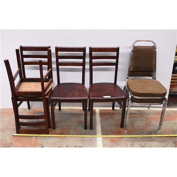 *(4) Kitchen Table Chairs + 2 Metal chairs