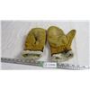 Image 2 : lined work gloves (hide) adult size