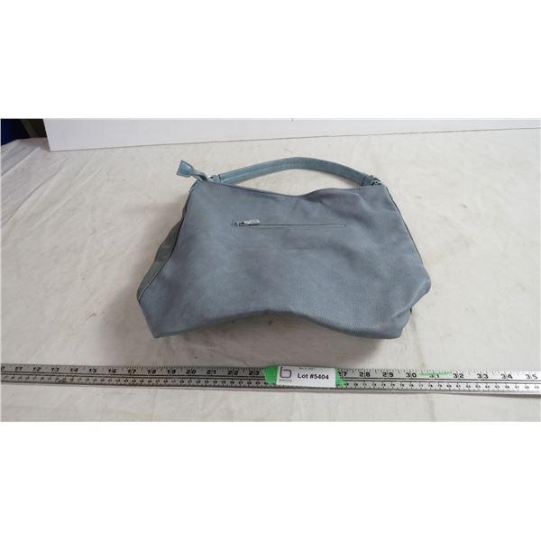 blue leather purse (blush?)