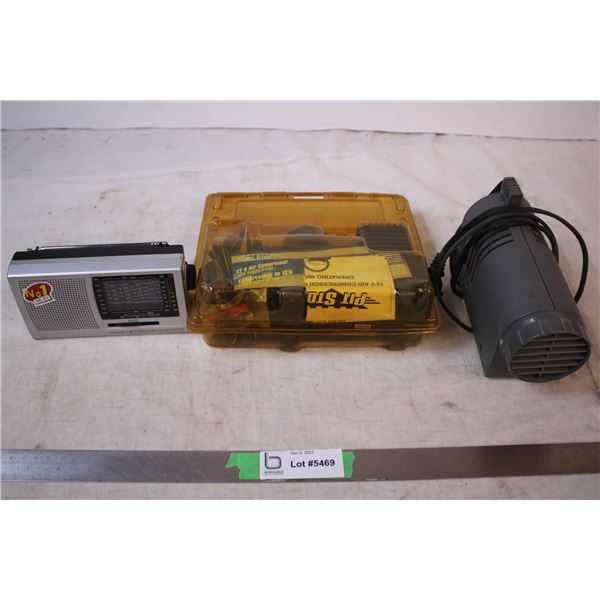 12 V Air Compressor,Fm/Tv Receiver,Misc item