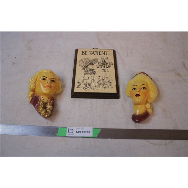 Chalk ware Faces of Napoleon & Josephine,Plaque