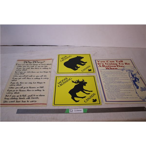 Laminated posters,bear/moose signs
