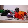 Image 1 : Various Halloween costumes (jailbird, Dr Seuss Thing 1), wigs, talking Gargoyle, light up pumpkin