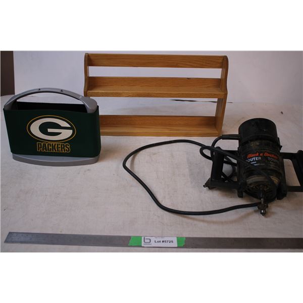 Black & Decker Router(works),spice rack, Green Bay Packers  can holder