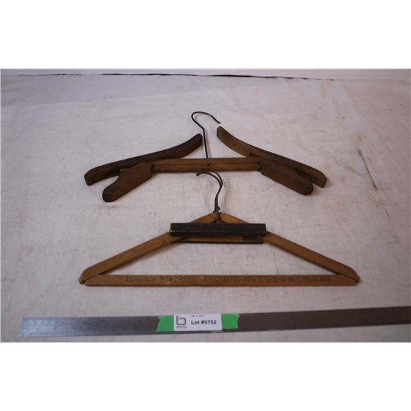 2 Wood Vintage Hangers