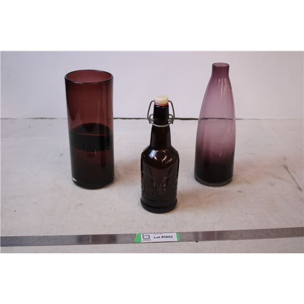 Purple Glass Decorative vases/bottle