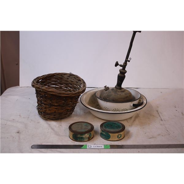 Vintage lantern,basket Billiard ball polish