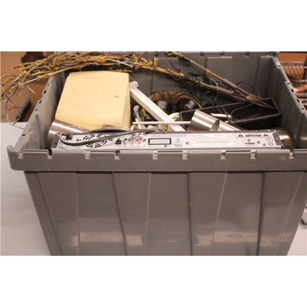 *Grey Tote with Misc items,Blue ray player