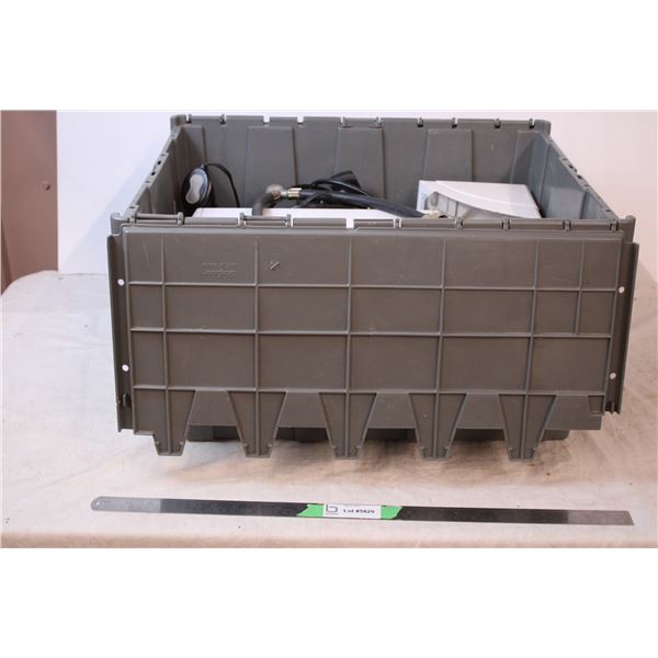 *Grey tote with toaster oven,kitchen items