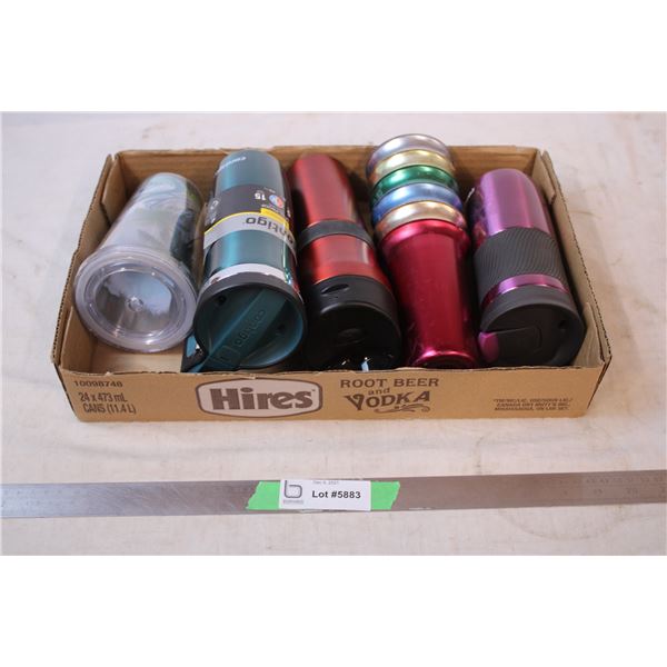 Various tin cups,thermos