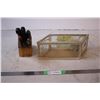 Image 1 : Knife Block with assorted knives,clear glass box