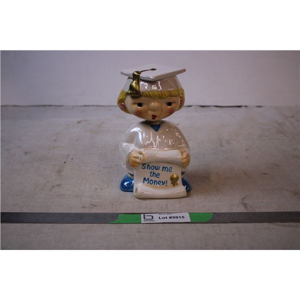 Ceramic Bobble head Graduation Piggy Bank