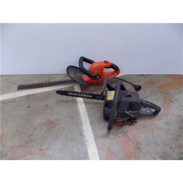 *craftsman chainsaw, black n decker hedge trimmer