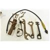 Image 2 : vintage seed spreader, animal traps, wrenches, misc