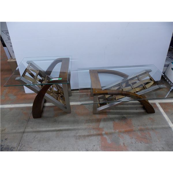 *fancy glass coffee table and end table