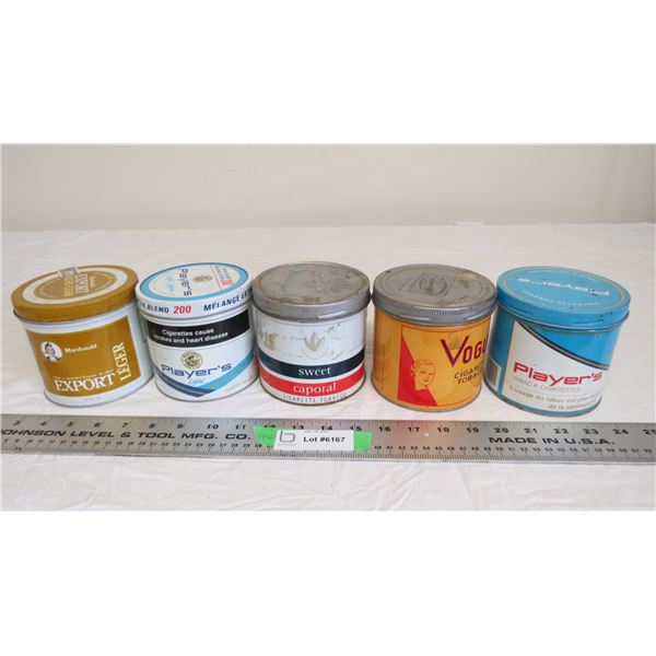 (5) tobacco tins