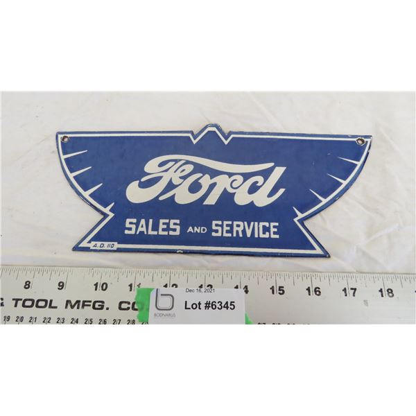 ford sales and service porcelain sign - 4.5x11