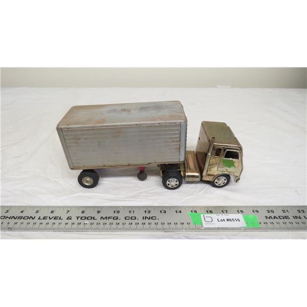 Vintage white freightliner semi + trailer - 12  long - made in Japan