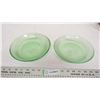 Image 1 : (2) vintage green plates, bowls, glass