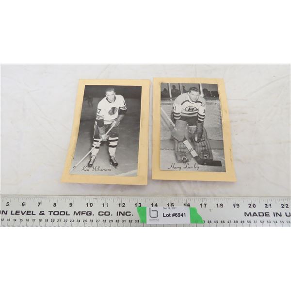 (2) vintage beehive hockey photo cards