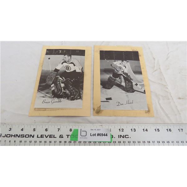 (2) vintage beehive hockey photo cards