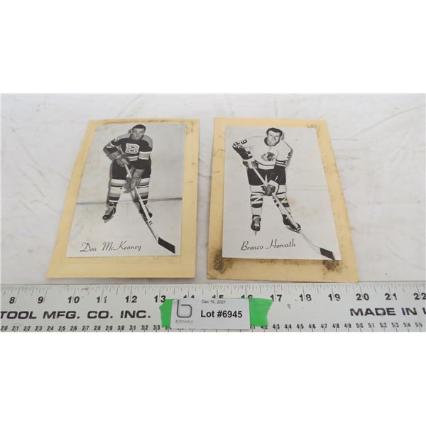 (2) vintage beehive hockey photo cards