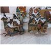 Image 2 : Ceramic Christmas diorama town/village pieces - Lamp posts, trees, etc