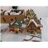 Image 6 : Ceramic Christmas diorama town/village pieces - Lamp posts, trees, etc