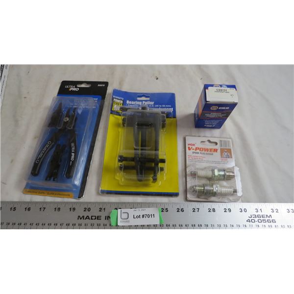new snap ring plier set, bearing puller spark plugs, crankshaft sensor