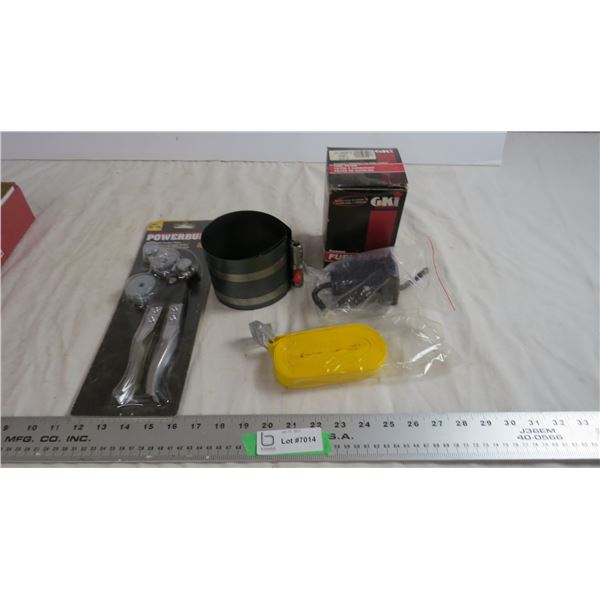 Deluxe tube, benders pliers (new) fuel filter, misc