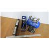 submersible pump, hose reel (no hose), mastercraft air compressor (cord cut)