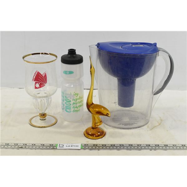 Brita Pitcher, Lululemon Water Bottle, Large Glass Cup & Amber Ornament