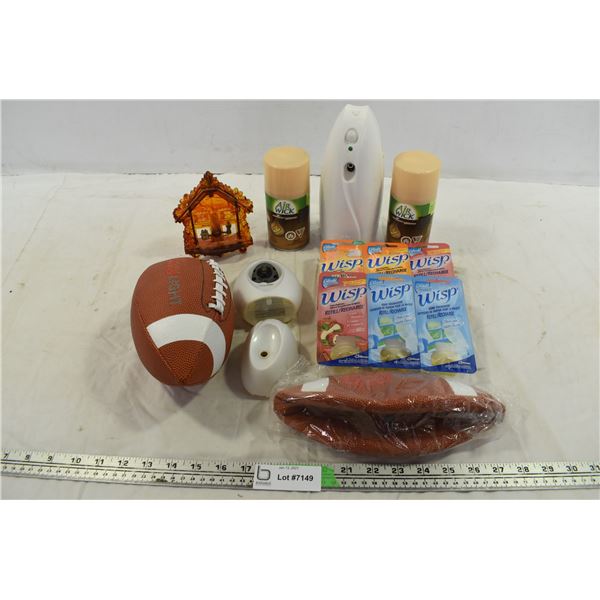 Assorted Febreze Items & Coors Light Footballs