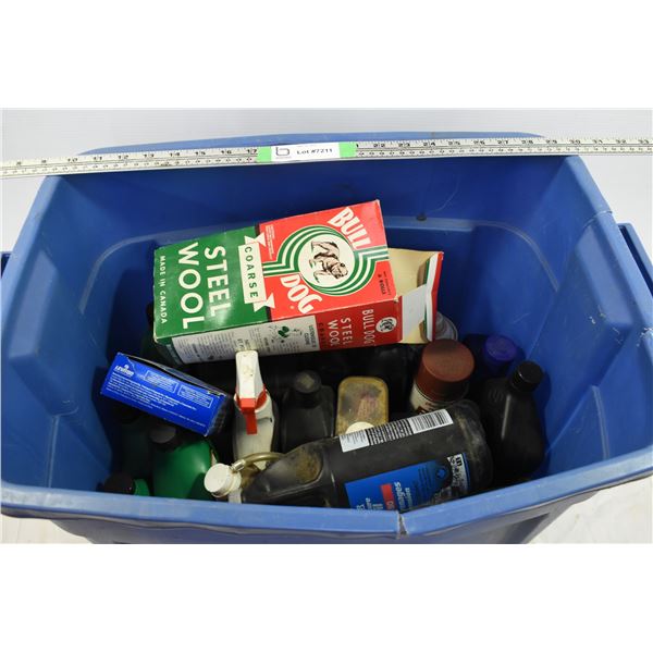 *Tote of Assorted Oils & Chemicals