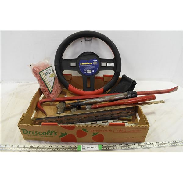 Steering Wheel Cover, Crowbars & Other Tools