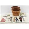 Wooden Baskets, RCMP Plate, Canada Flag & Tools