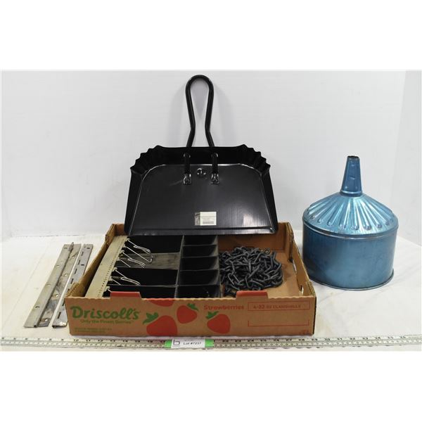 Dust Pan, Funnel, Cash Register & Chain