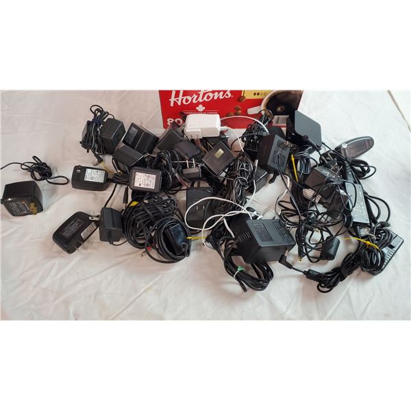 Box of power adapters