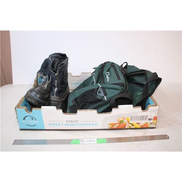 Boots size 8,Clarks Duffle bag