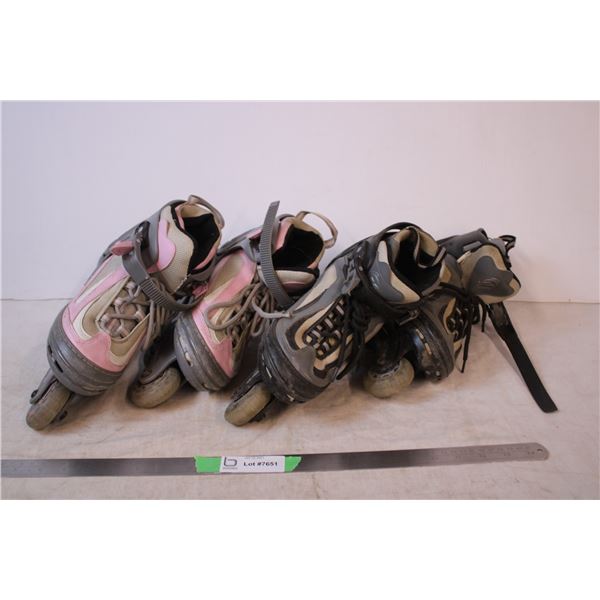 Pink Roller blades size 5-8,Grey Roller blades size 1-4
