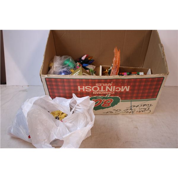 Box of vintage christmas decorations